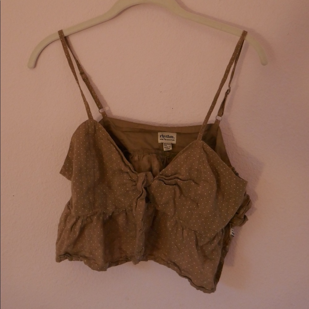 Beige polka dot tank top crop top